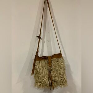 ATENTI boho shaggy Llama  Haversack  Bag